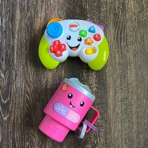 Fisher-Price Baby/Toddler Bundle Pink ABC Cup & Multi-Color Learning Controller